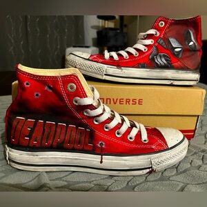 Hand Painted Custom Deadpool Converse Women’s- 9/Mens 7